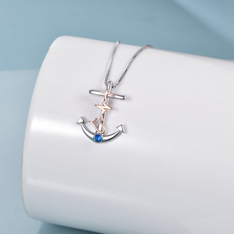 925 Sterling Silber Anker Anhänger Halskette Nautischer Schmuck für Frauen Mädchen