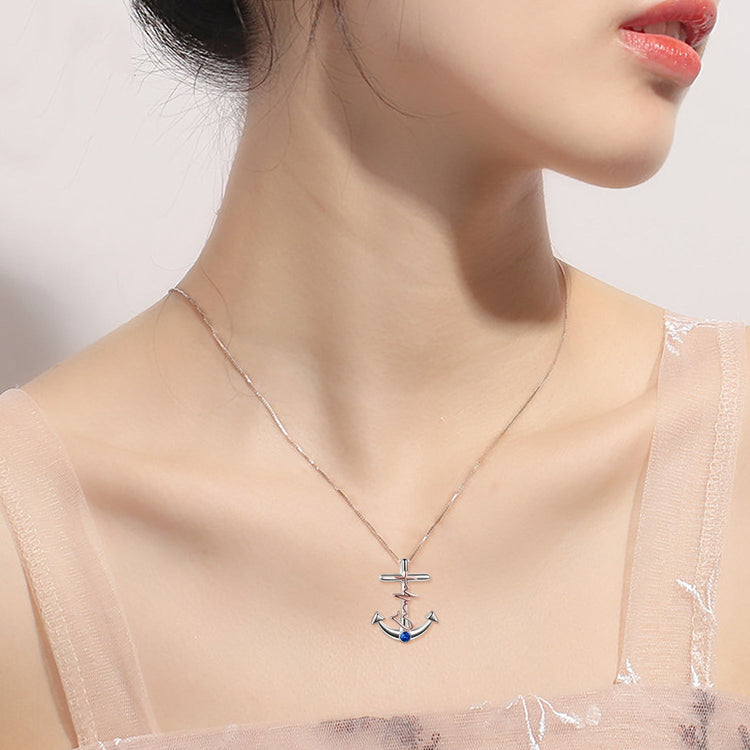 925 Sterling Silber Anker Anhänger Halskette Nautischer Schmuck für Frauen Mädchen