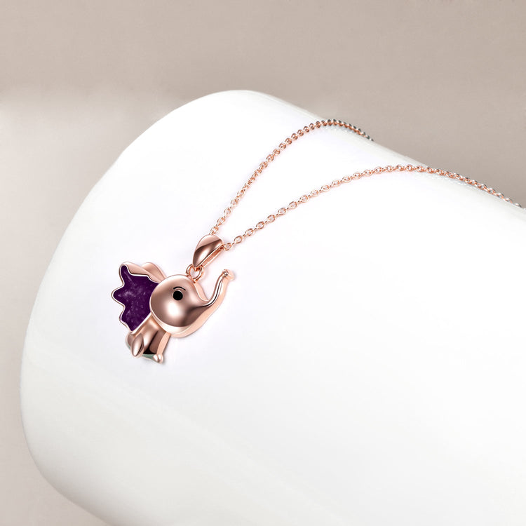 Sterling Silver Cute Elephant Necklace Good Luck Animal Dumbo Pendant Holiday Jewelry Gift for Girls Teens Elephant Lover