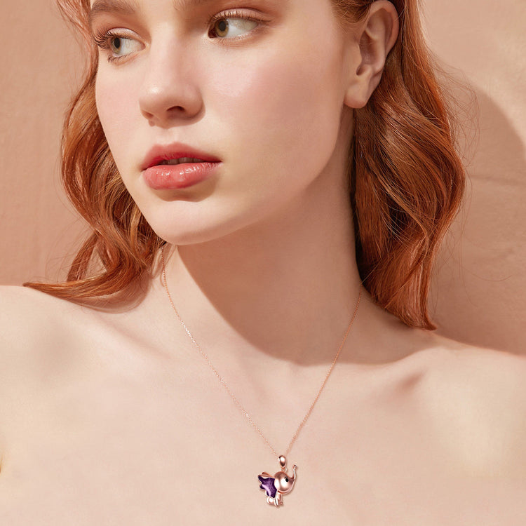 Sterling Silver Cute Elephant Necklace Good Luck Animal Dumbo Pendant Holiday Jewelry Gift for Girls Teens Elephant Lover