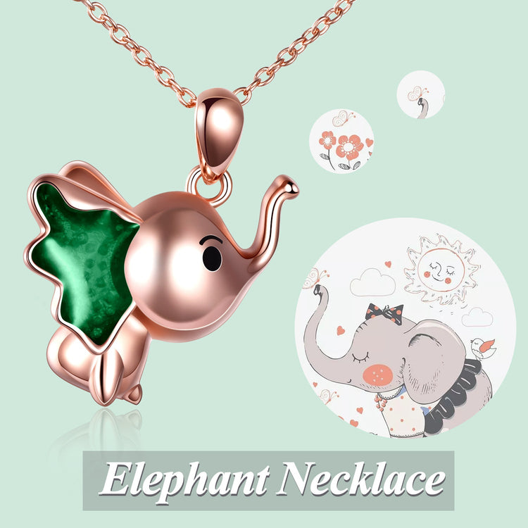 Sterling Silver Cute Elephant Necklace Good Luck Animal Dumbo Pendant Holiday Jewelry Gift for Girls Teens Elephant Lover