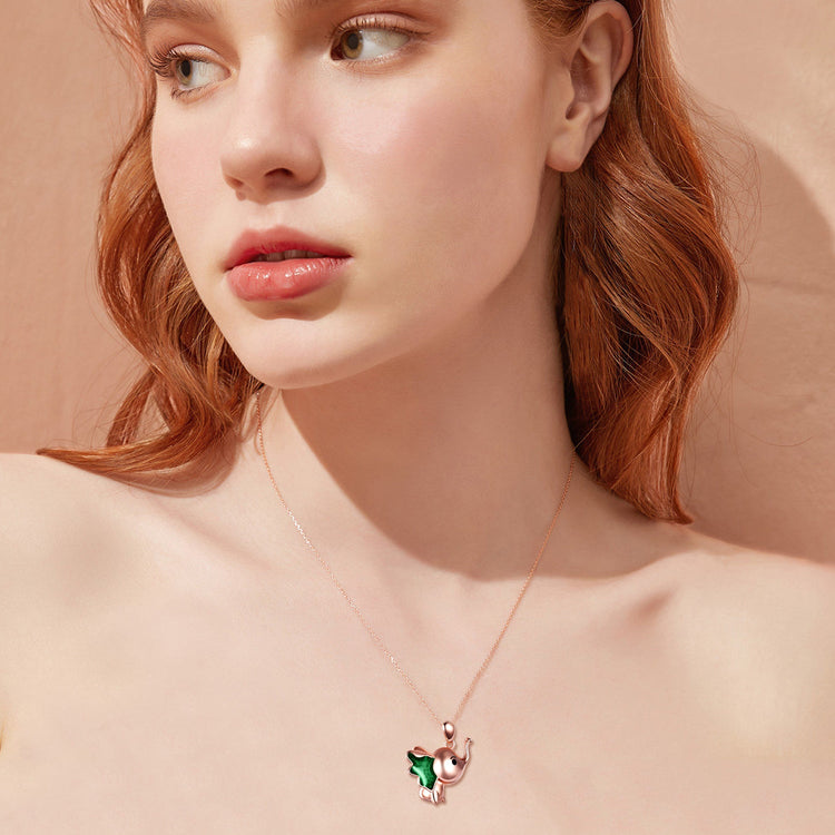 Sterling Silver Cute Elephant Necklace Good Luck Animal Dumbo Pendant Holiday Jewelry Gift for Girls Teens Elephant Lover