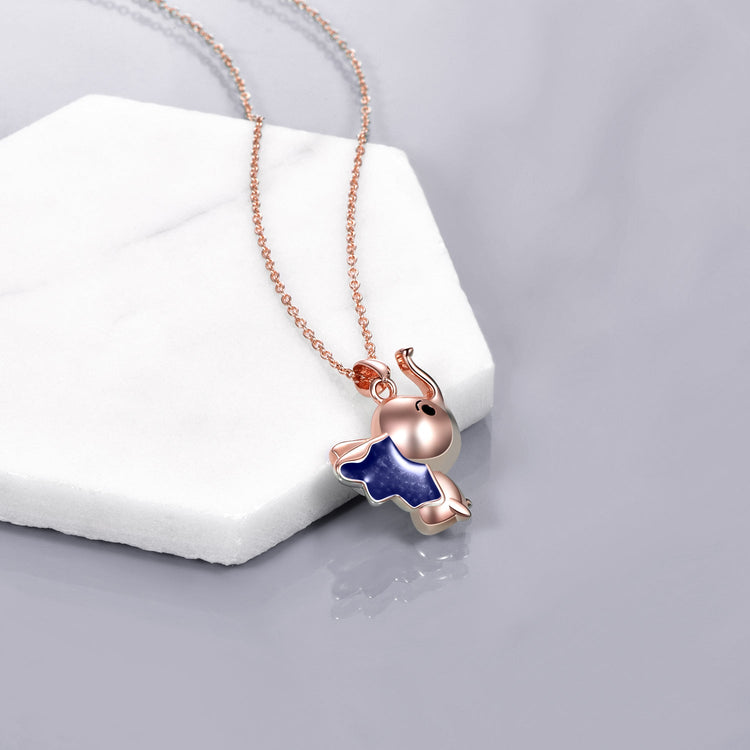 Sterling Silver Cute Elephant Necklace Good Luck Animal Dumbo Pendant Holiday Jewelry Gift for Girls Teens Elephant Lover