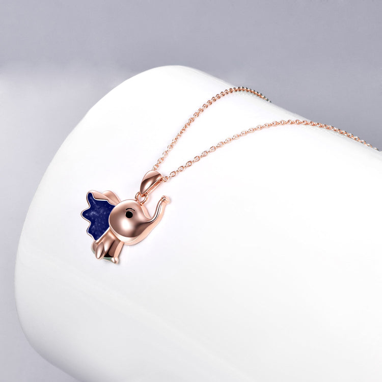 Sterling Silver Cute Elephant Necklace Good Luck Animal Dumbo Pendant Holiday Jewelry Gift for Girls Teens Elephant Lover