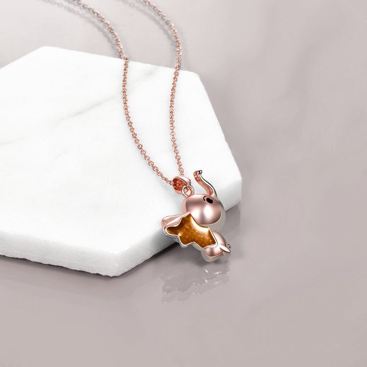 Sterling Silver Cute Elephant Necklace Good Luck Animal Dumbo Pendant Holiday Jewelry Gift for Girls Teens Elephant Lover