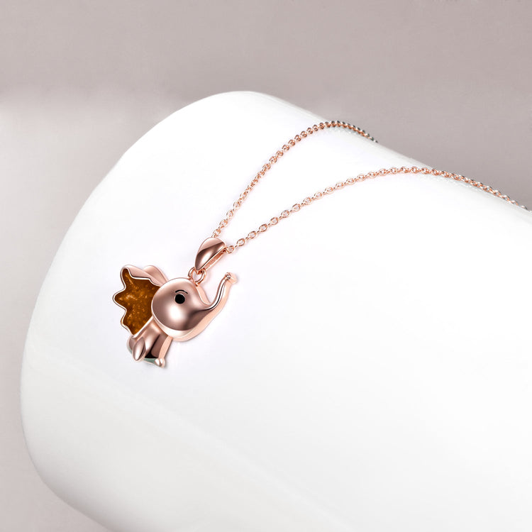 Sterling Silver Cute Elephant Necklace Good Luck Animal Dumbo Pendant Holiday Jewelry Gift for Girls Teens Elephant Lover