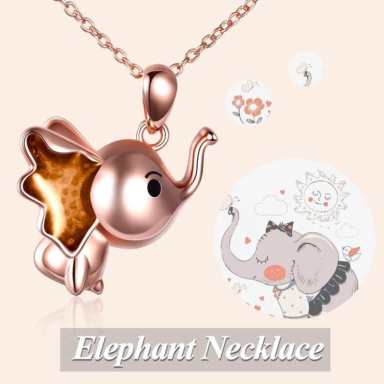 Sterling Silver Cute Elephant Necklace Good Luck Animal Dumbo Pendant Holiday Jewelry Gift for Girls Teens Elephant Lover