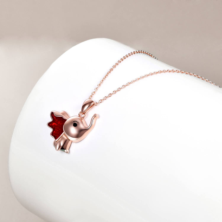 Sterling Silver Cute Elephant Necklace Good Luck Animal Dumbo Pendant Holiday Jewelry Gift for Girls Teens Elephant Lover