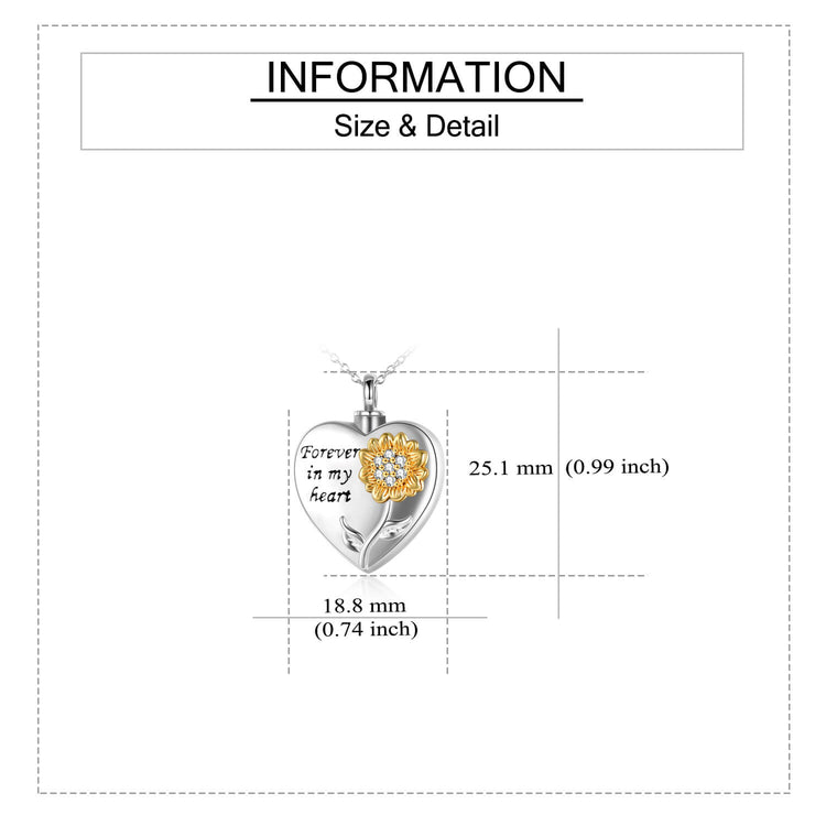925 Sterling Silver Sunflower With Zirconia Urn Necklace for Ashes Cremation Jewelry for Ashes - onlyone