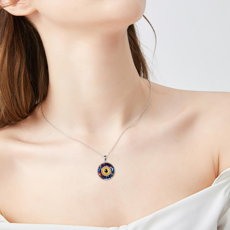 925 Sterling Silver Sunflower Love Project Necklace With Crystal