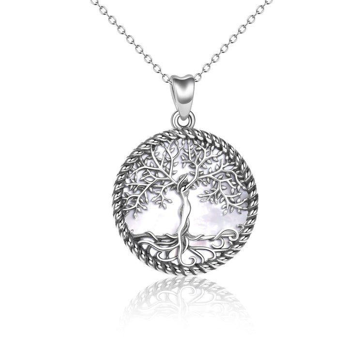 925 Sterling Silver Tree of Life Necklace Abalone Shell Tree of Life Pendant Necklace for Women Jewelry - onlyone