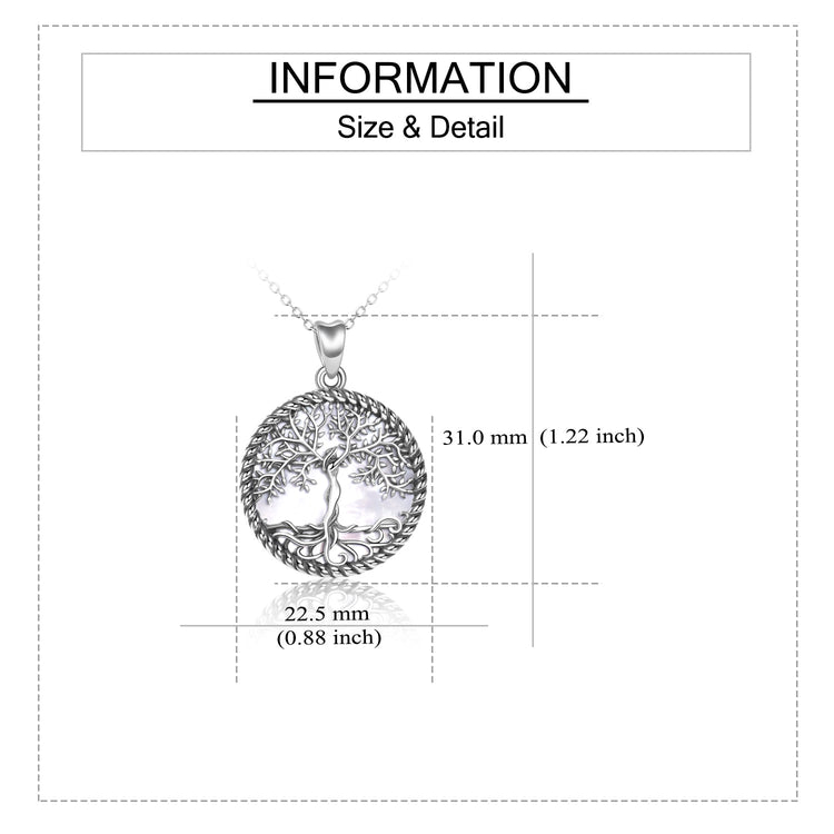 925 Sterling Silver Tree of Life Necklace Abalone Shell Tree of Life Pendant Necklace for Women Jewelry - onlyone