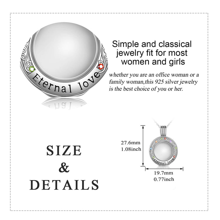 925 Sterling Silver Toughened Glass Photo Locket Pendant Necklace
