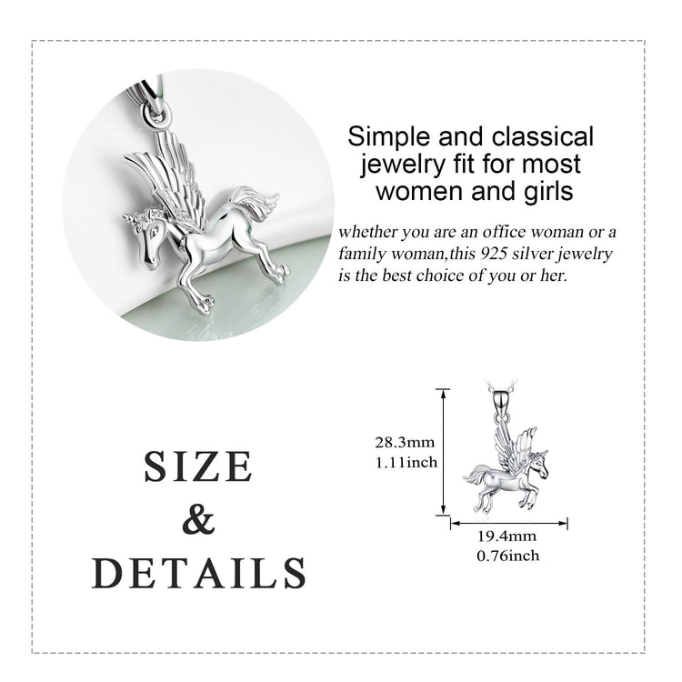 925 Sterling Silver Pegasus Pendant Necklace