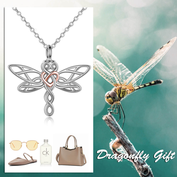 925 Sterling Silver Drongfly Urn Necklace For Ashes, Cremation Jewelry for Ashes