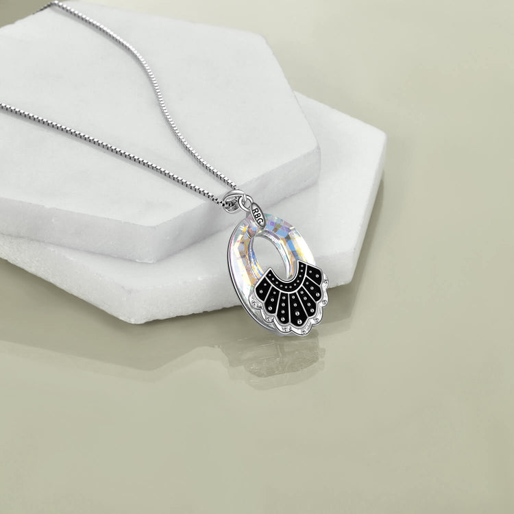 925 Sterling Silver Ginsburg RBG Collar Necklace With Crystal