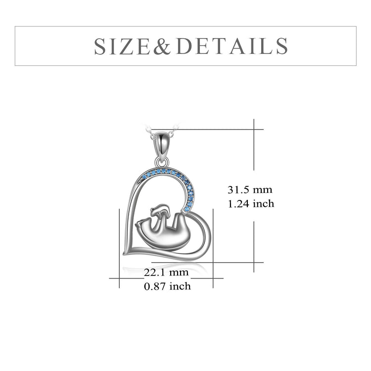 925 Sterling Silver Mama Bear And Child Heart Necklace