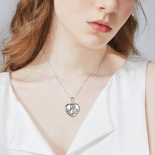 925 Sterling Silver Always My Sister Forever My Friend Heart Photo Locket Necklace
