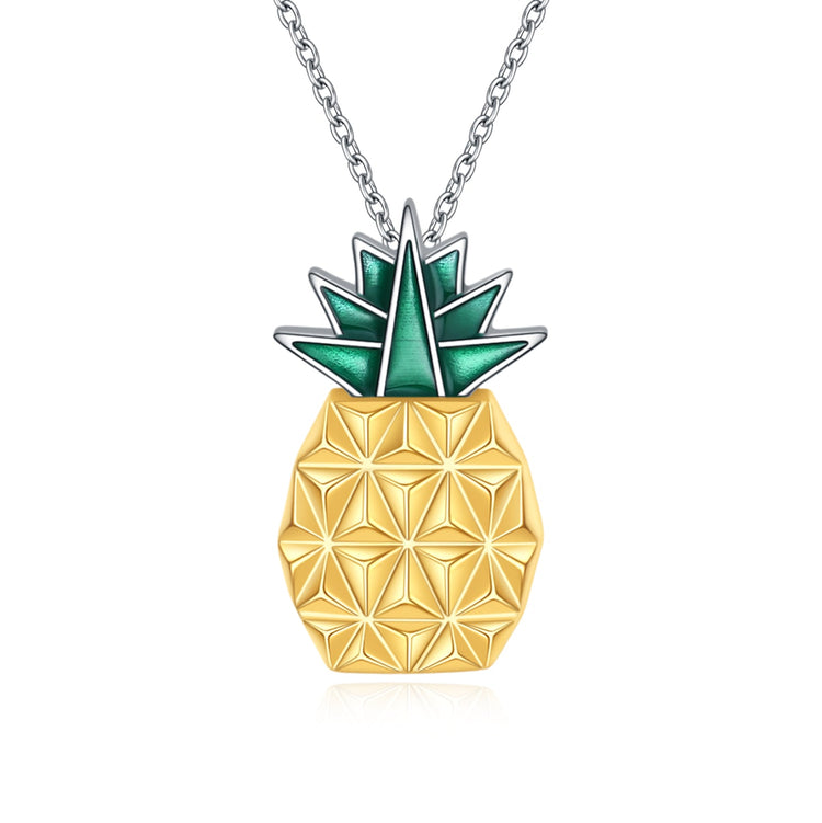 PRAYBIRDS 925 Sterling Silver Dangle Pineapple Earrings And Necklace