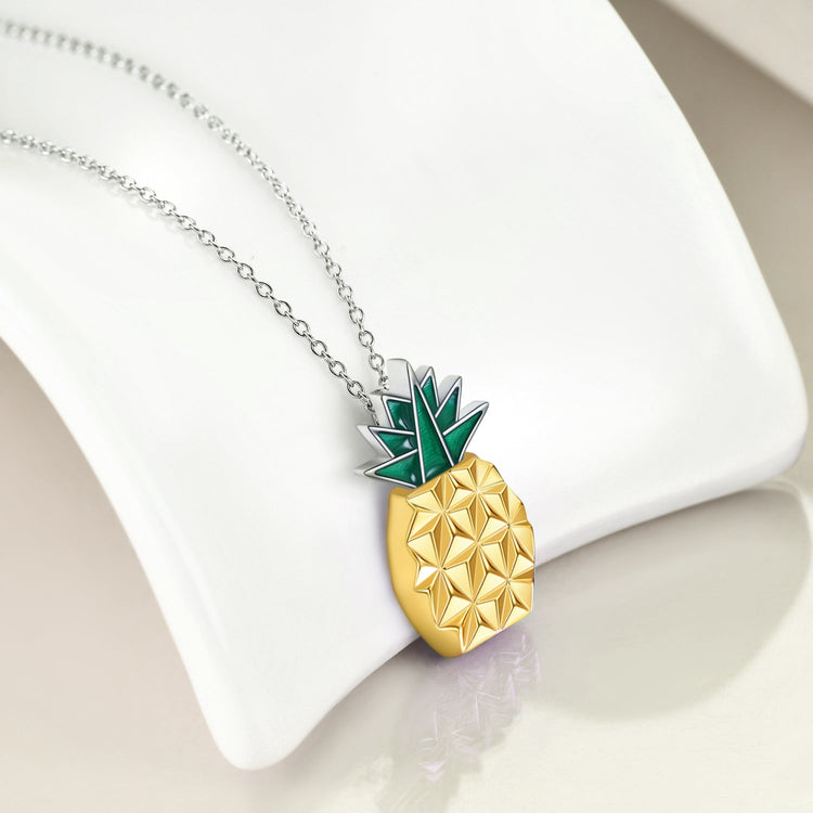 PRAYBIRDS 925 Sterling Silver Dangle Pineapple Earrings And Necklace