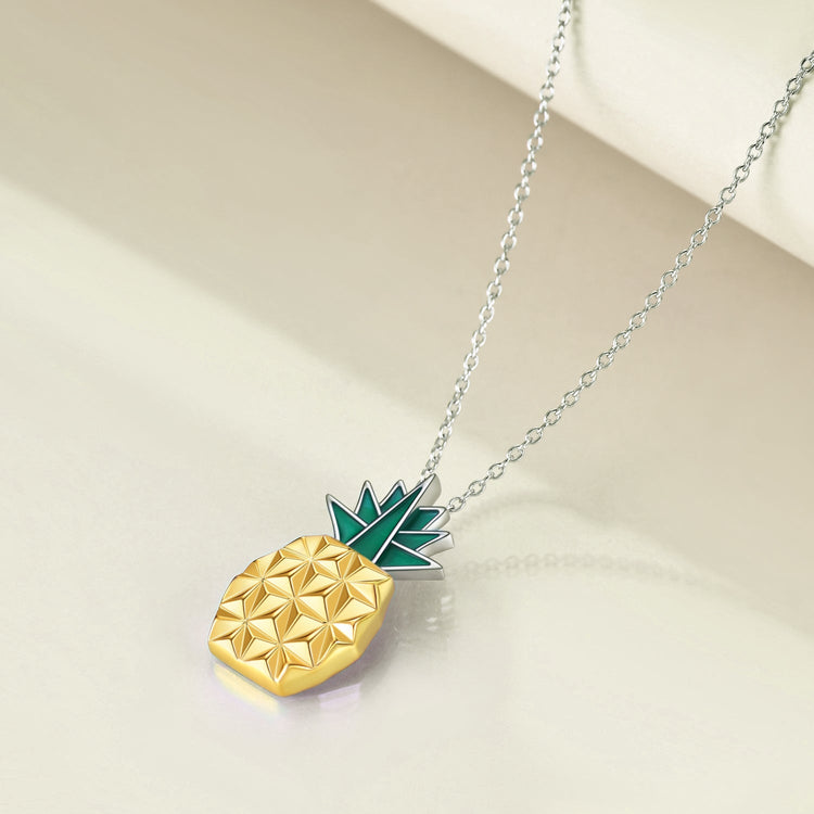 PRAYBIRDS 925 Sterling Silver Dangle Pineapple Earrings And Necklace