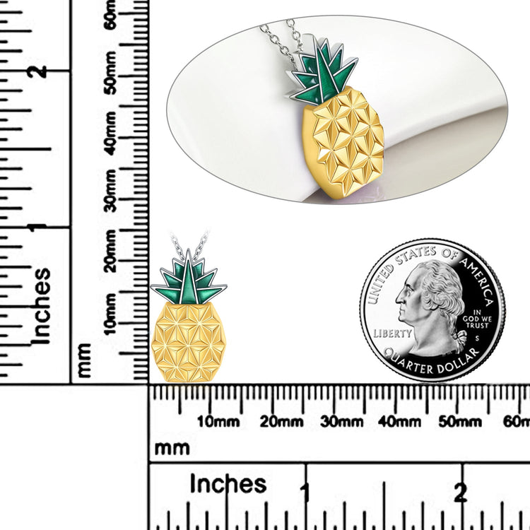 PRAYBIRDS 925 Sterling Silver Dangle Pineapple Earrings And Necklace