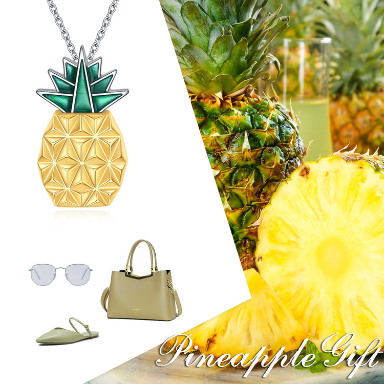 PRAYBIRDS 925 Sterling Silver Dangle Pineapple Earrings And Necklace