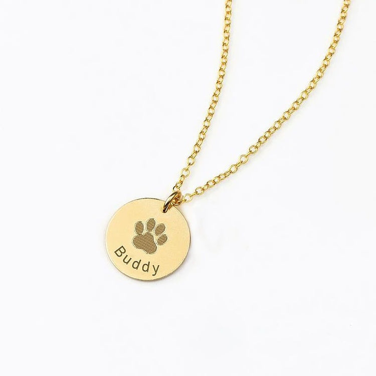 925 Sterling Silver Pet Paw Engraved Necklace Personalized Gift For Pet Lover - onlyone