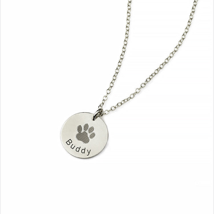 925 Sterling Silver Pet Paw Engraved Necklace Personalized Gift For Pet Lover - onlyone
