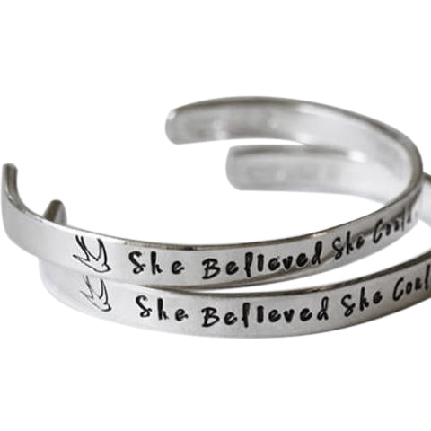 925 Sterling Silver Personalized Hand Stamped Cuff 6�7.5�Inspirational Bracelet - onlyone