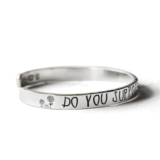 925 Sterling Silver Personalized Wildflower Cuff 6�7.5�Inspirational Bracelet - onlyone