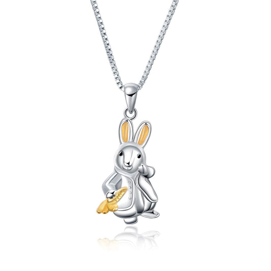 925 Sterling Silver Cute Rabbit Bunny Necklace