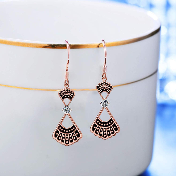925 Sterling Silver RBG Dissent Collar Dangle Drop Earrings With Crystal