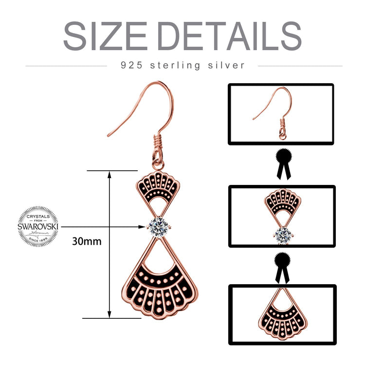 925 Sterling Silver RBG Dissent Collar Dangle Drop Earrings With Crystal