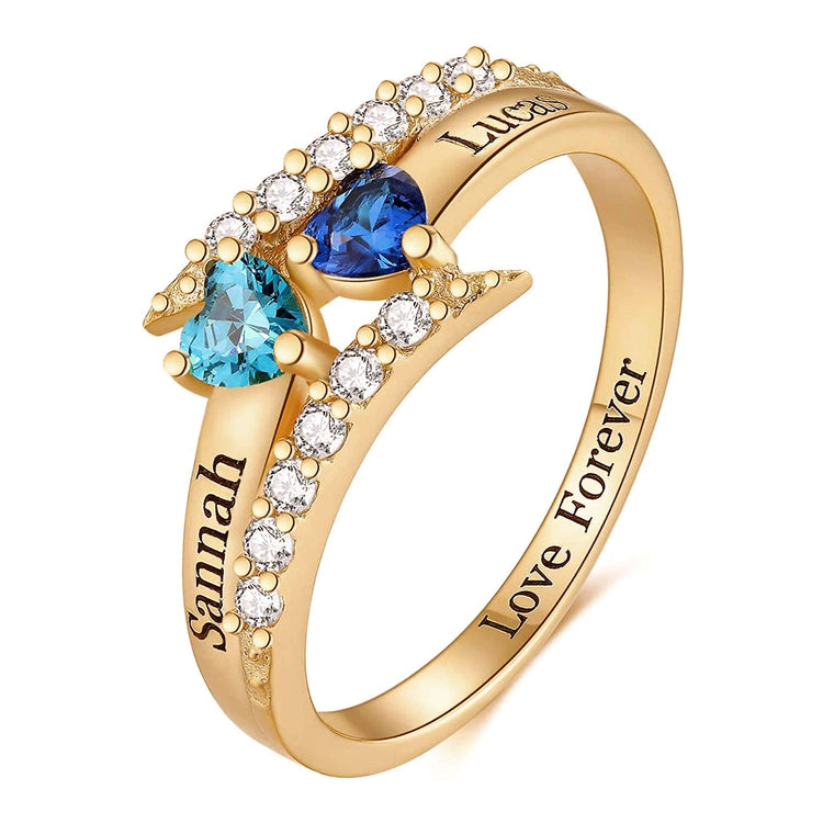 925 Sterling Silver Personalized Love Heart Mothers Ring