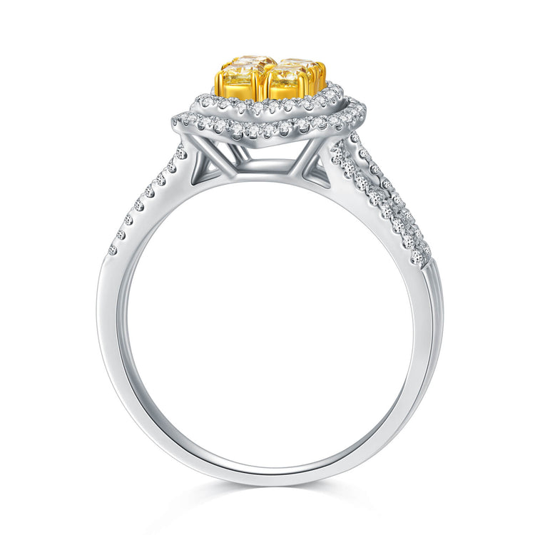 18K Princess-Cut Diamond Bridal Halo Ring