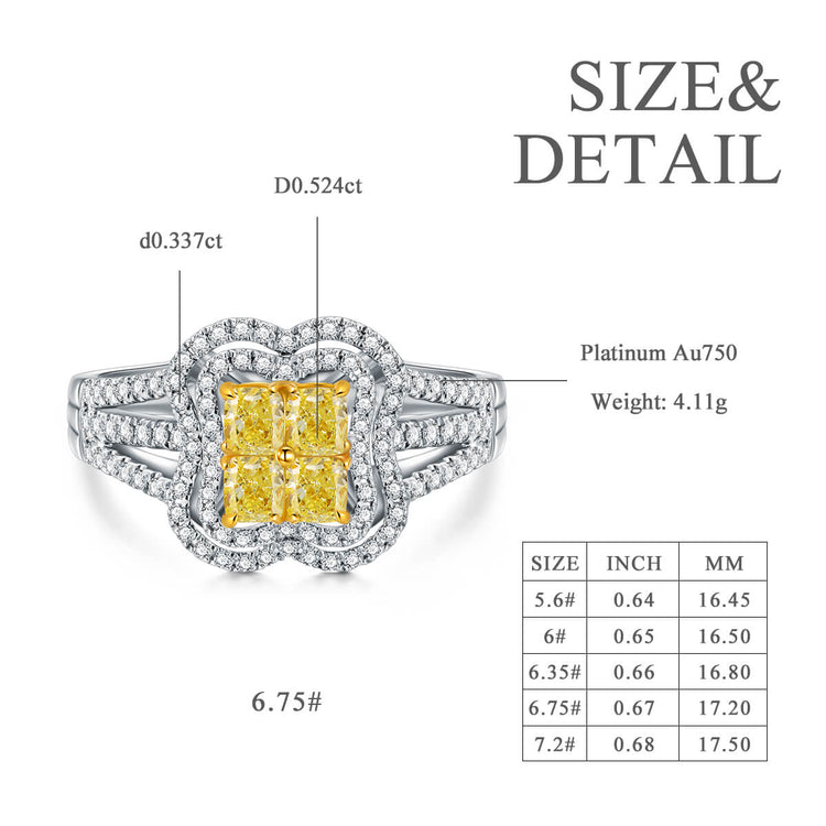 18K Princess-Cut Diamond Bridal Halo Ring
