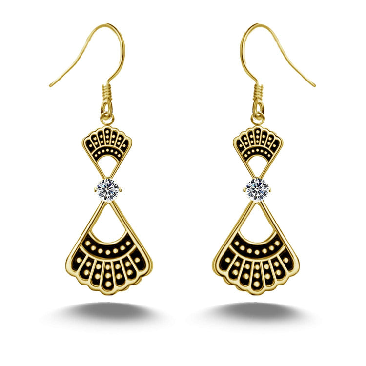925 Sterling Silver RBG Dissent Collar Dangle Drop Earrings With Crystal