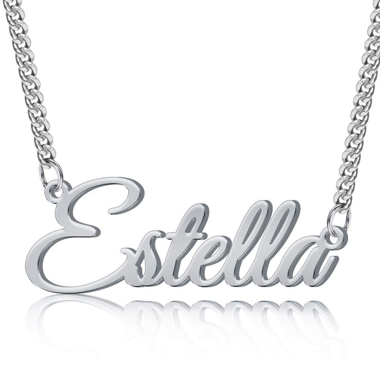 925 Sterling Silver Name Necklace In 3mm Curb Link Chain