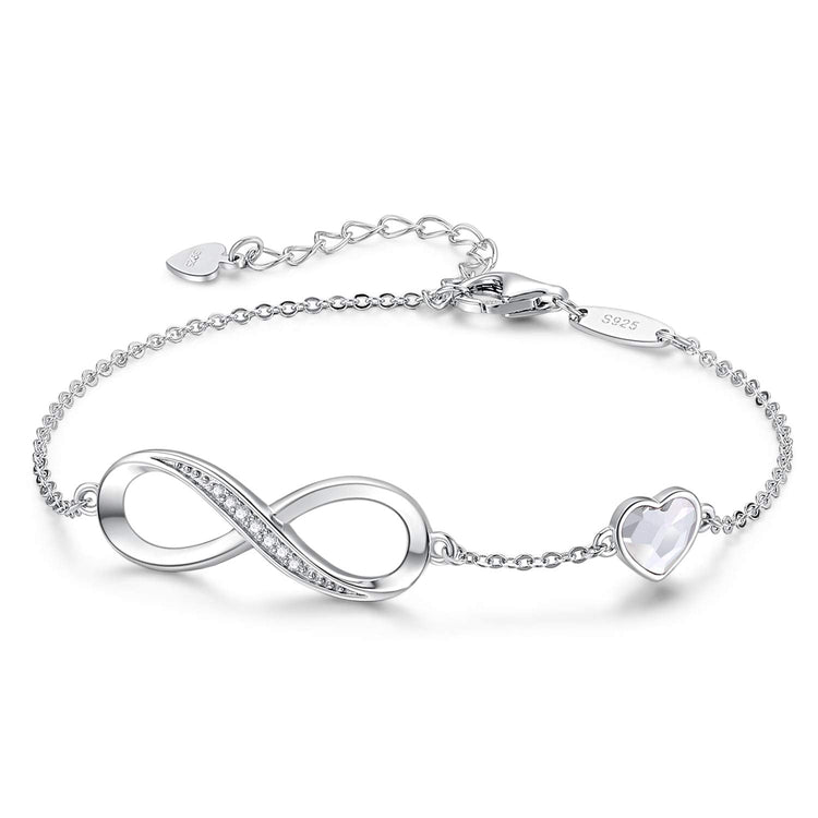 925 Sterling Silver Infinity Bracelet Adjustable Bracelet