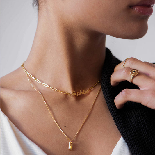 925 Sterling Silver Name Necklace In Clip Link Chain