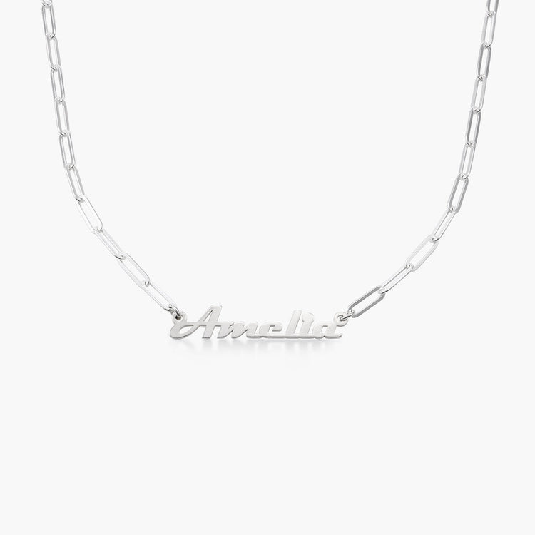 925 Sterling Silver Name Necklace In Clip Link Chain