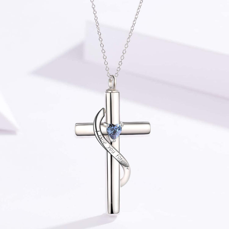 925 Sterling Silver Cross Urn Necklace for Ashes, Cremation Jewelry for Ashes