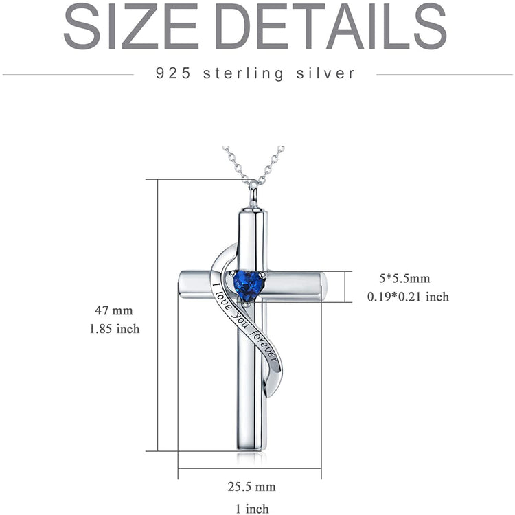 925 Sterling Silver Cross Urn Necklace for Ashes, Cremation Jewelry for Ashes