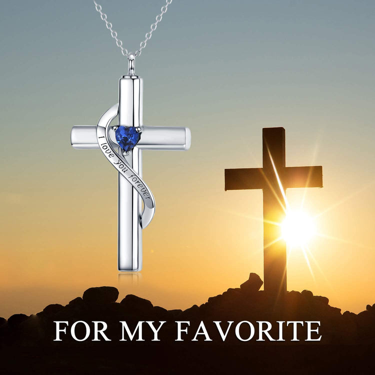 925 Sterling Silver Cross Urn Necklace for Ashes, Cremation Jewelry for Ashes