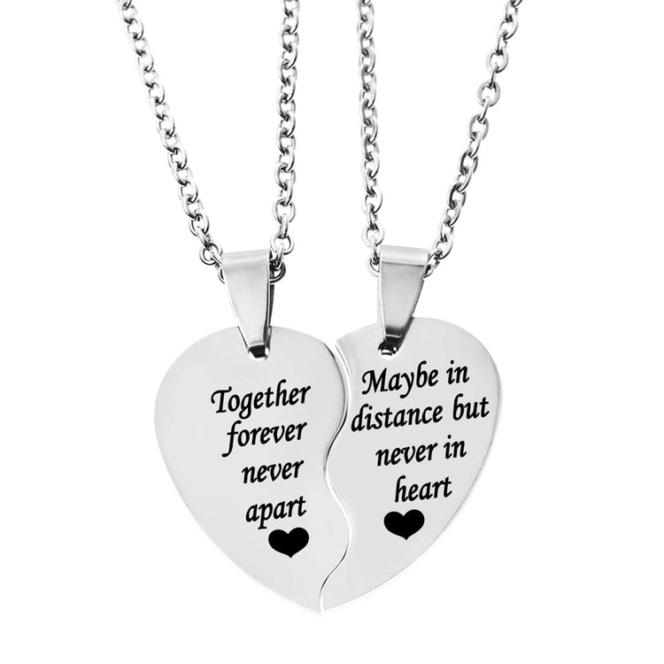 925 Sterling Silver BFF Necklace for 2-Split Valentine Heart Necklace