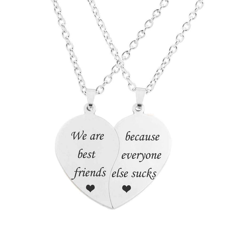 925 Sterling Silver BFF Necklace for 2-Split Valentine Heart Necklace