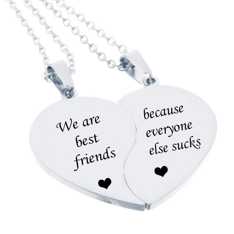925 Sterling Silver BFF Necklace for 2-Split Valentine Heart Necklace