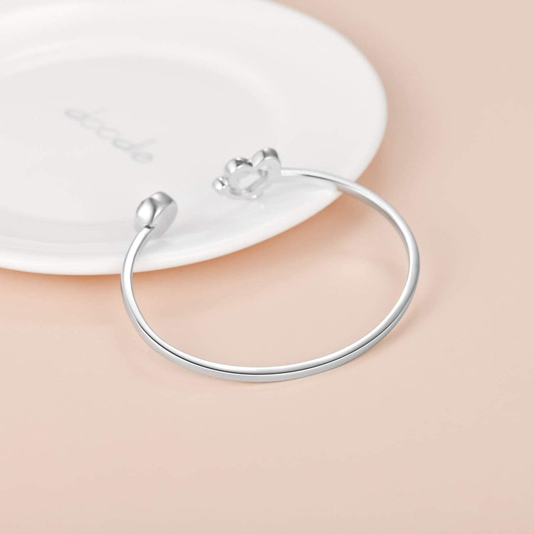 925 Sterling Silver Stethoscope Cuff Bracelet Simulated Birthstone with Crystal