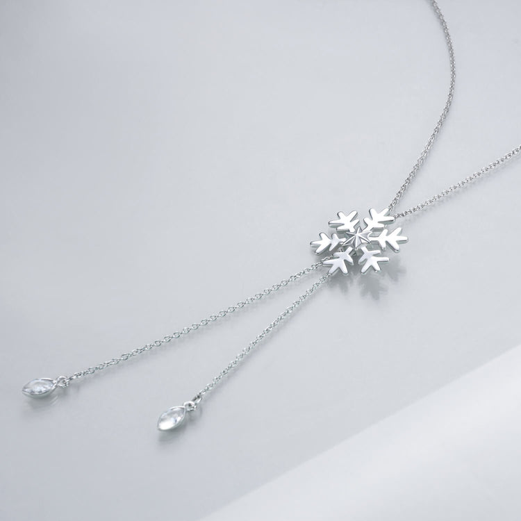 925 Sterling Silver Snowflake Pendant Necklace Christmas Gift - onlyone